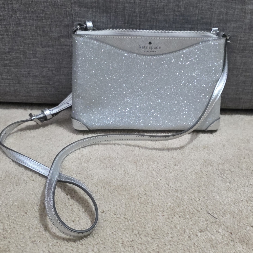 Kate Spade Silver Glitter Crossbody Bag